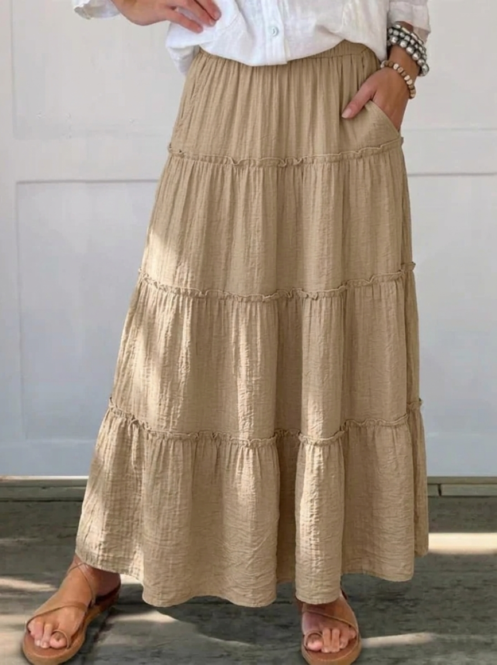 Bohemian Pleated Summer Maxi Skirt