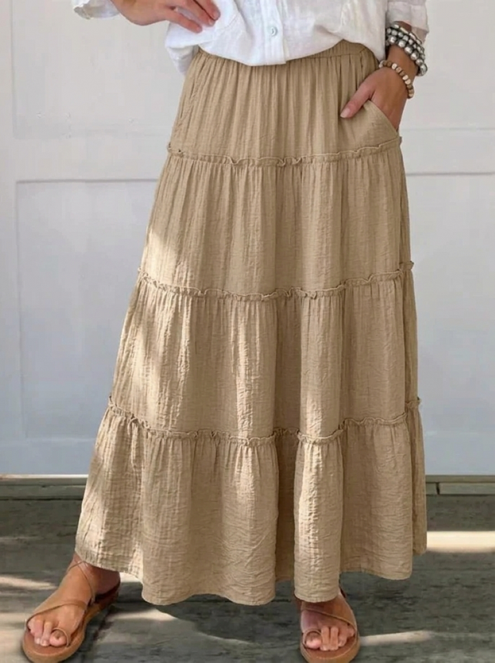 Bohemian Pleated Summer Maxi Skirt