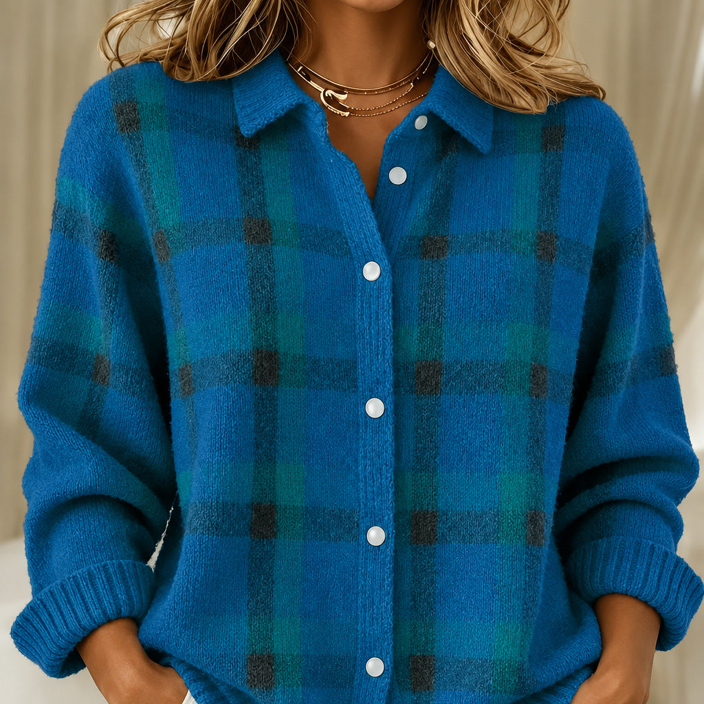 Kelsey | Brushed Check knitted jacket