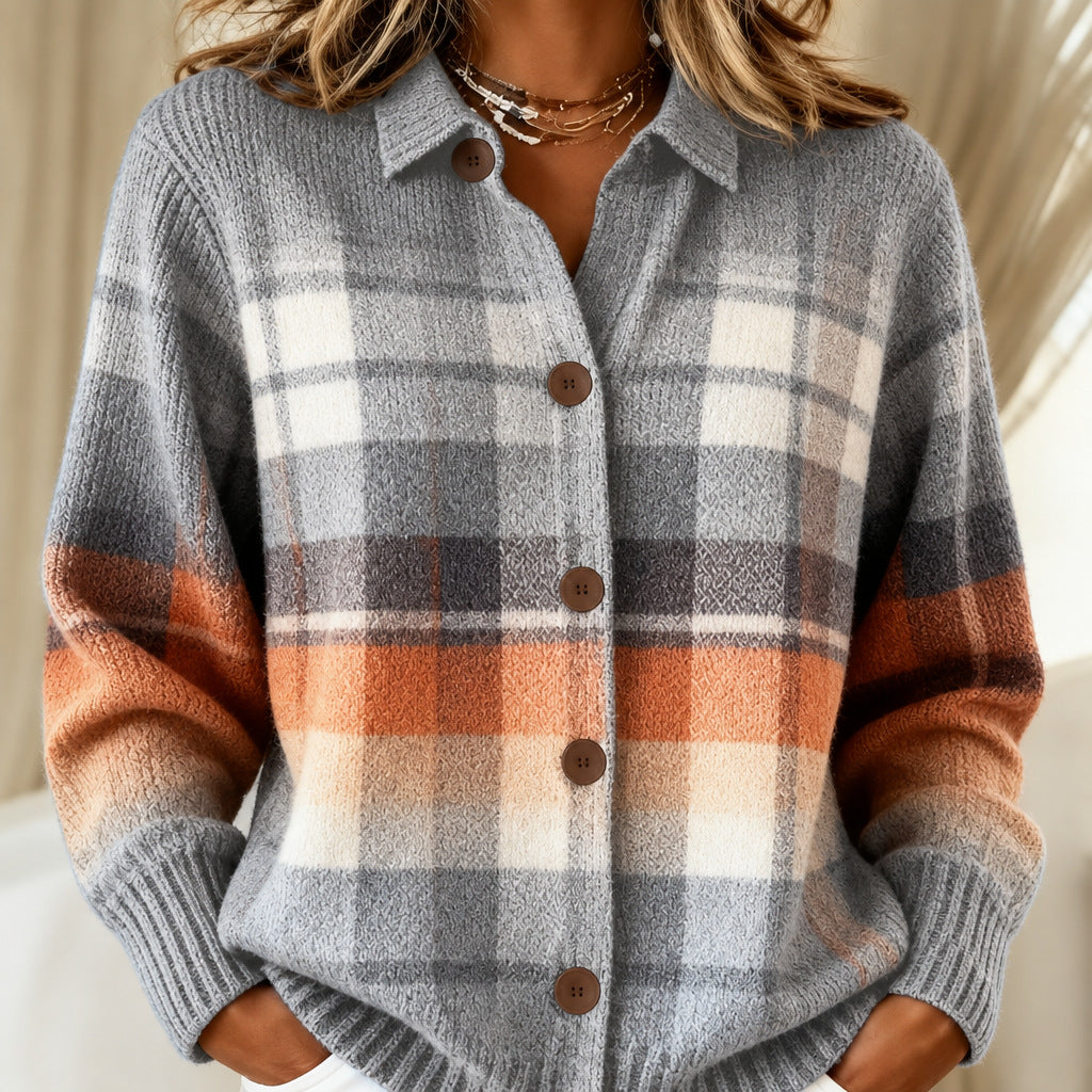 Marnie | Warm Ombre Check knitted jacket