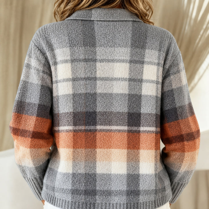 Marnie | Warm Ombre Check knitted jacket