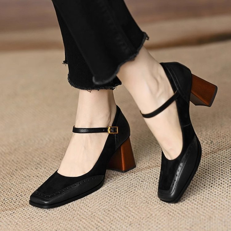 Maureen | Block-Heel Shoes with Metal Toe Cap