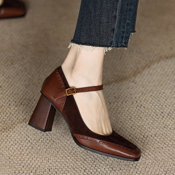 Maureen | Block-Heel Shoes with Metal Toe Cap