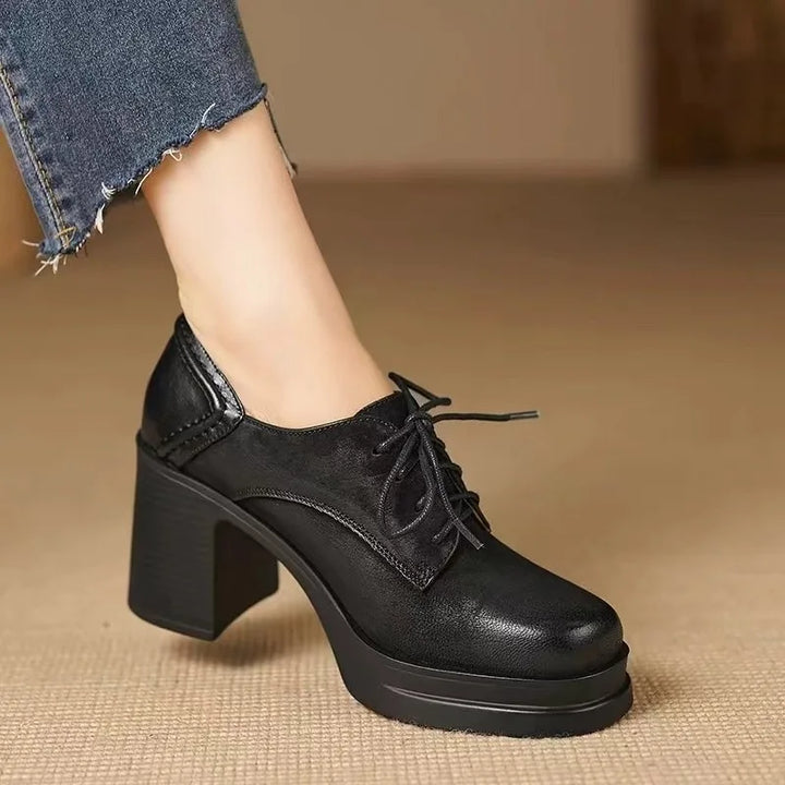 Muriel | Classic Block-Heel Shoes with Laces