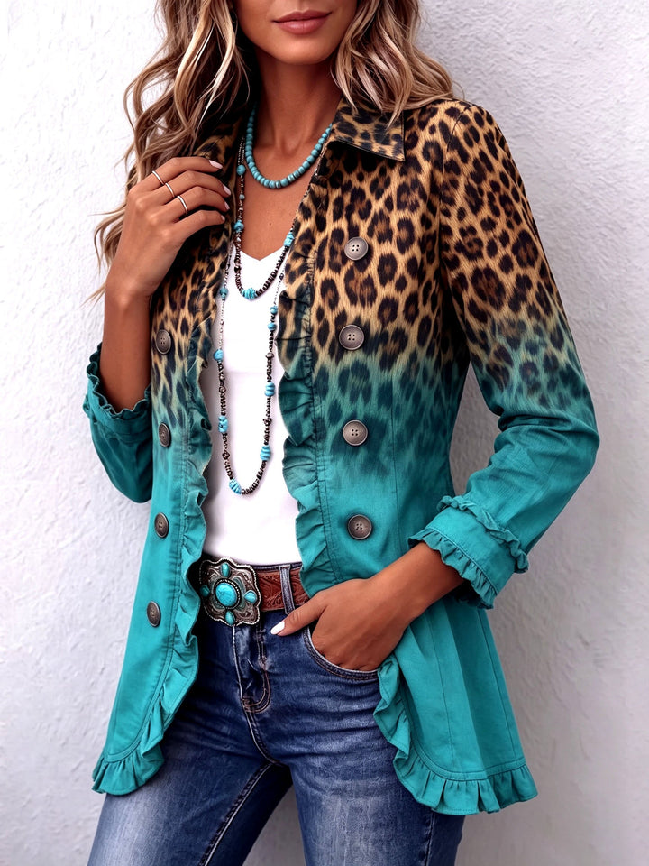 Emma | Leopard Ombre Ruffle Blazer Jacket