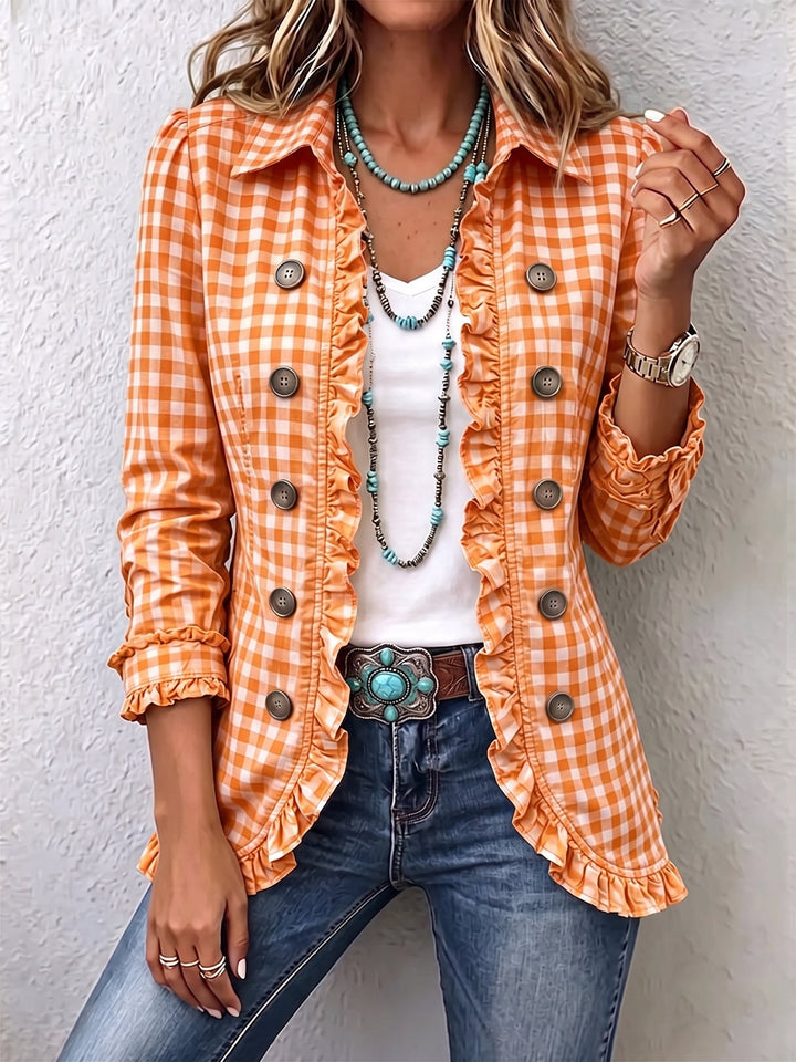Evelyn - Green Gingham Ruffle Jacket