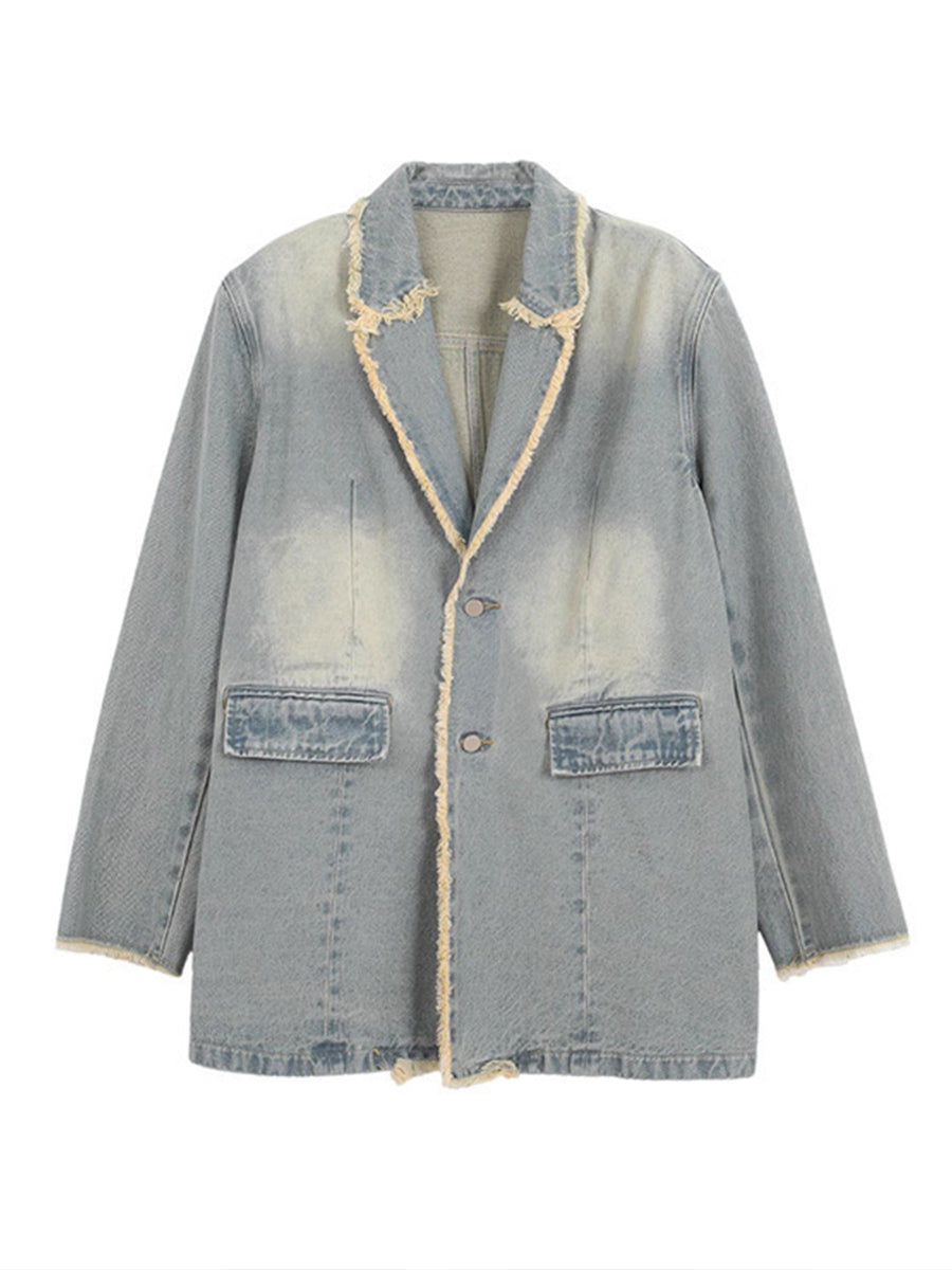 Hannah | Vintage-Style Oversized Blazer with Raw Edges