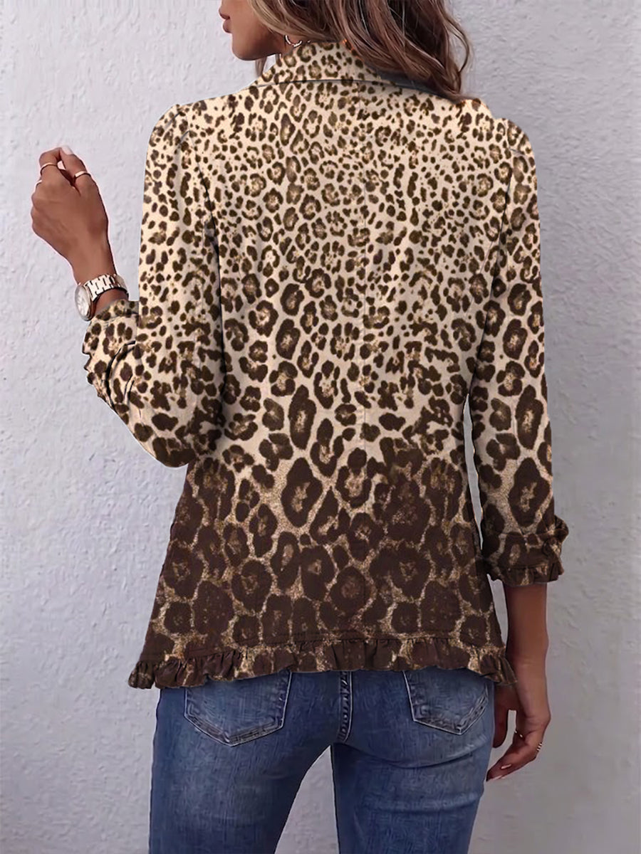 Abigail | Leopard Print Ruffled Jacket
