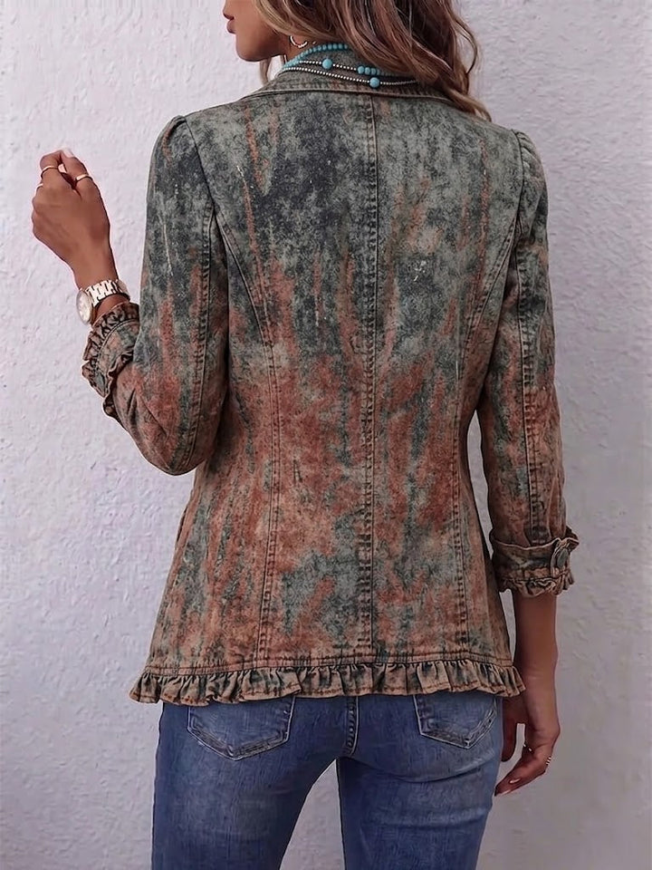 Zoey | Vintage Gradient Textured Print Ruffle Jacket