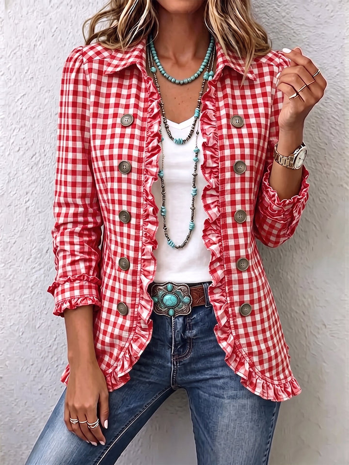 Evelyn - Green Gingham Ruffle Jacket