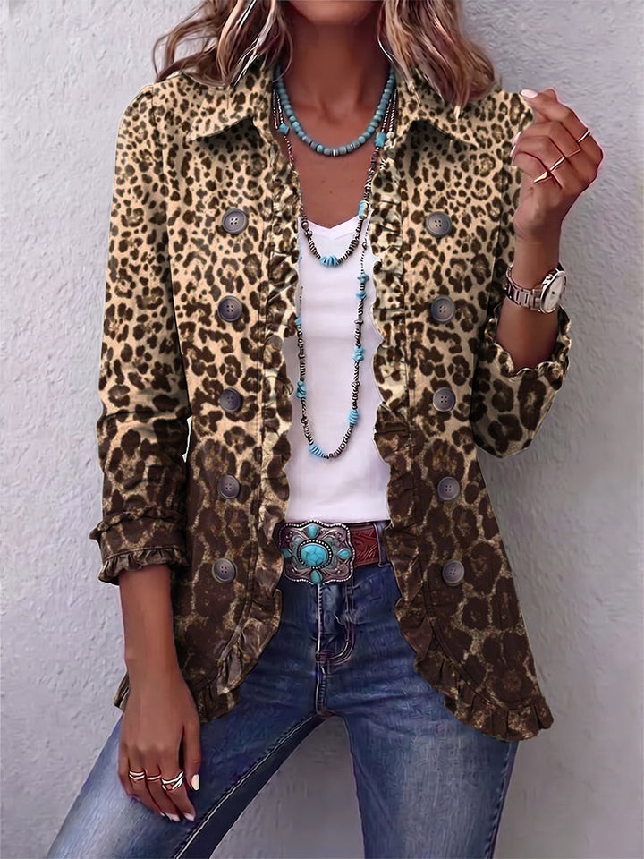 Abigail | Leopard Print Ruffled Jacket