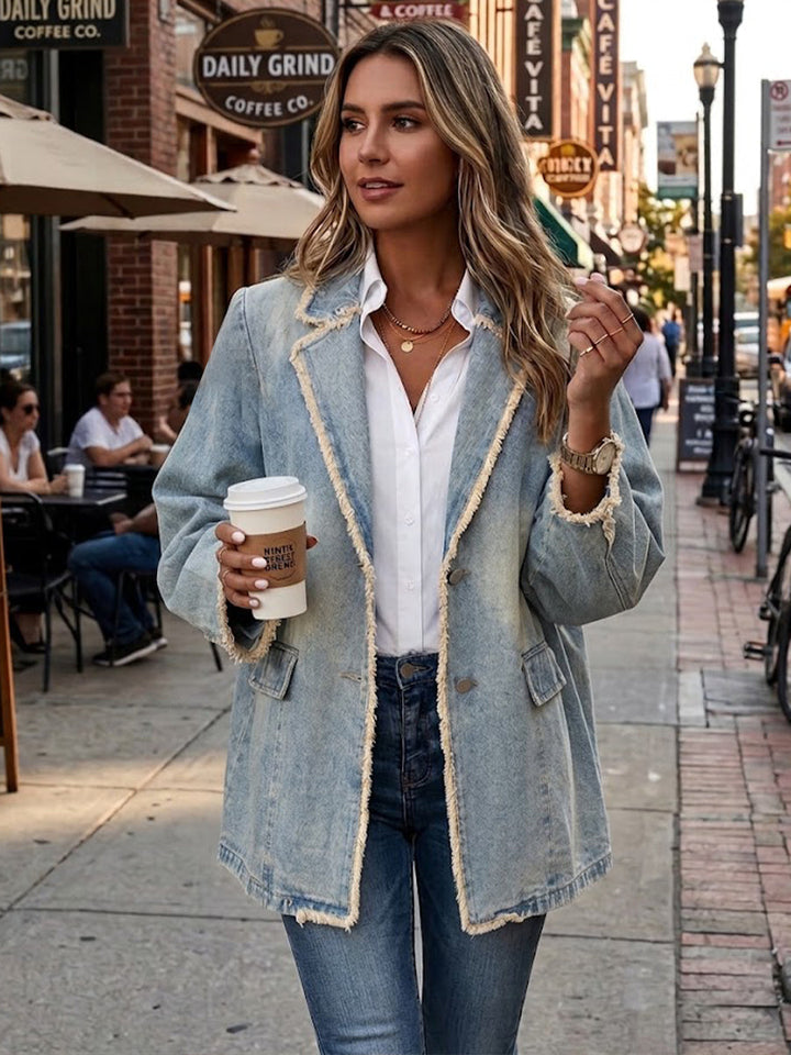 Hannah | Vintage-Style Oversized Blazer with Raw Edges
