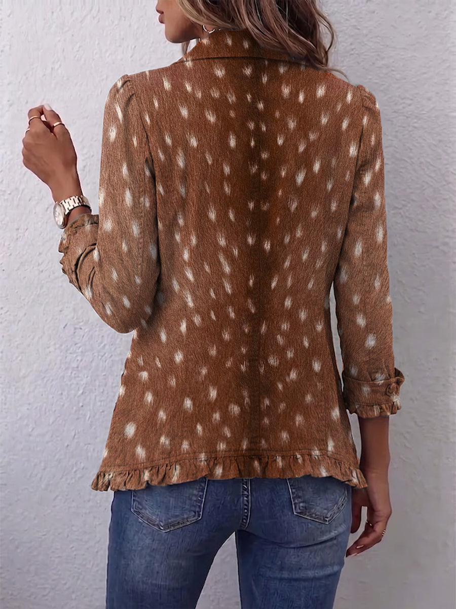 Layla | Bohemian Animal-Print Ruffled Jacket