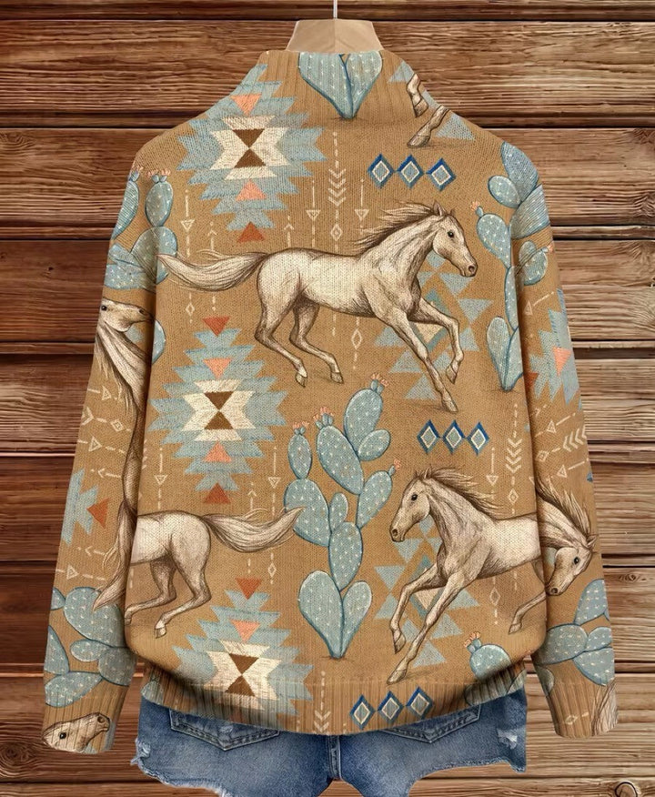 Kaitlyn - Desert Horse and Cactus Zip Cardigan