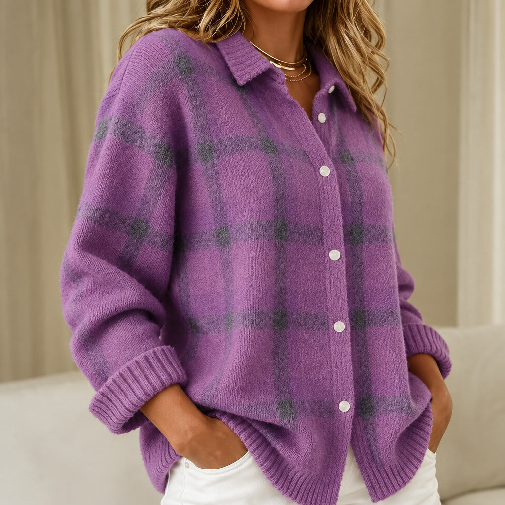 Rebecca | Relaxed Fit Checked knitted jacket
