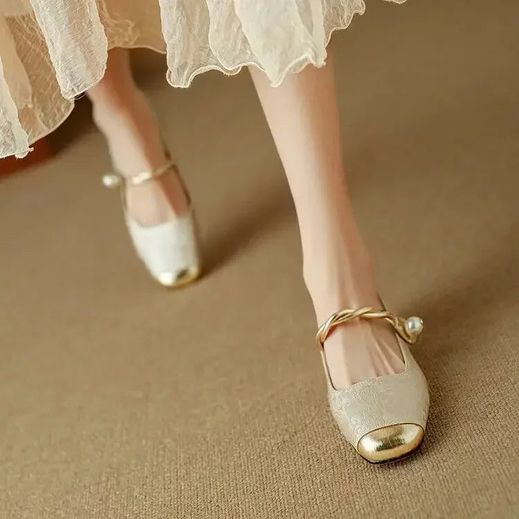 Winifred | Mary Jane Shoes with Pearl Strap